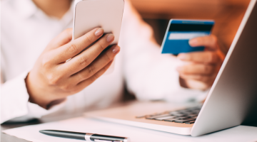 Picture of Woman paying with credit card online